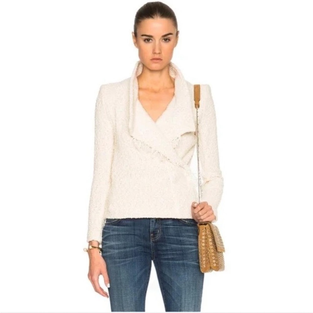 IRO Mira textured jacket w/ fringe trim Size 38/6